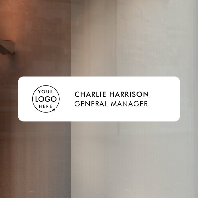 Autocollant Pour Fenêtre Plaque Nom Porte Bureau Entreprise Logo Moderne Bl (Company branded nameplate window cling signs for small business premises & office signage.)
