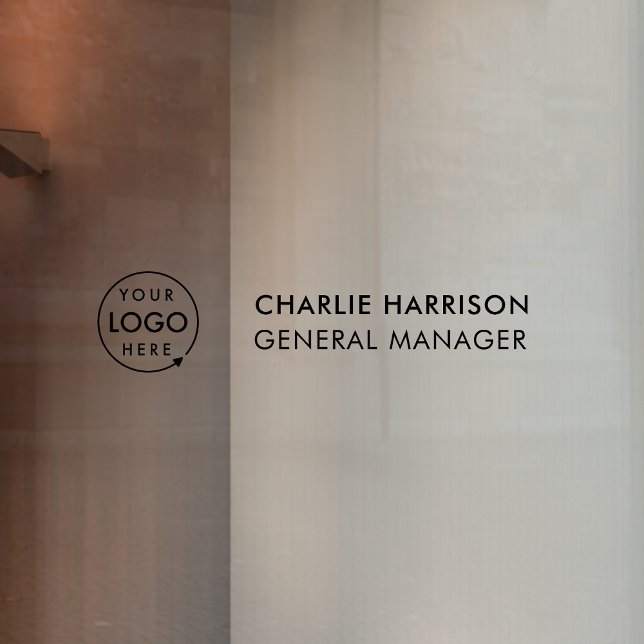 Autocollant Pour Fenêtre Plaque signalétique | Logo d'entreprise sur porte  (Company branded nameplate window cling signs for small business premises & office signage.)