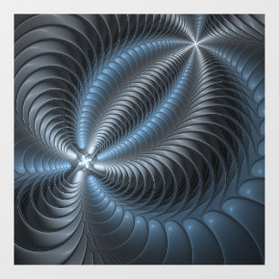 Autocollant Pour Fenêtre Plastique bleu gris 3D Fractal Art moderne Abstrai
