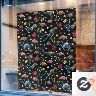 Autocollant Pour Fenêtre Plongeurs en scaphandre Océan Corail Boutique de p