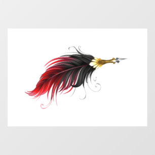 Autocollant Pour Fenêtre Plume rouge avec pointe en or