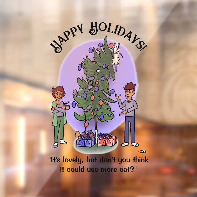 Autocollant Pour Fenêtre Plus Noël de chats (Feuille 2)