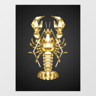 Autocollant Pour Fenêtre Poisson à langouste polygonale dorée sur noir