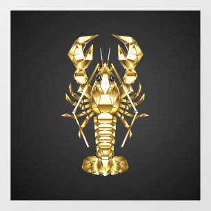 Autocollant Pour Fenêtre Poisson à langouste polygonale dorée sur noir