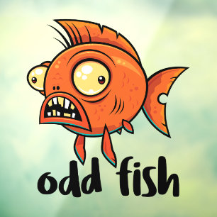 Autocollant Pour Fenêtre Poisson Étrange Drôle Dessin Animé Carpe Koï Orang