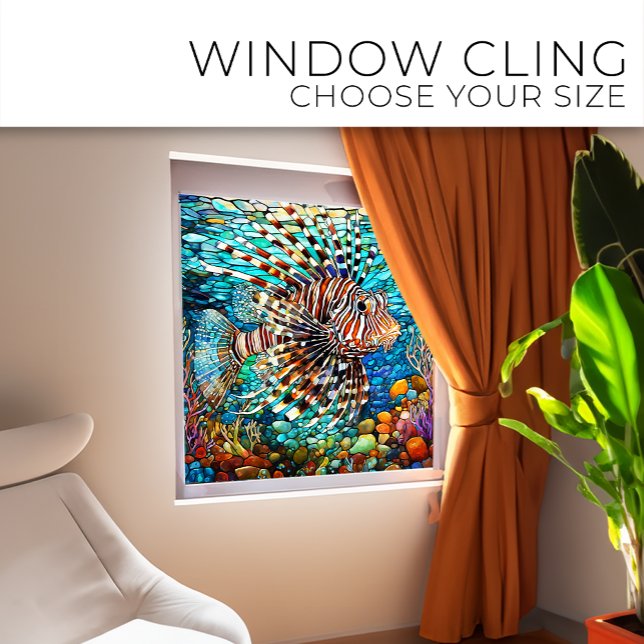 Autocollant Pour Fenêtre Poisson Lion sous-marin Art en verre (Créateur téléchargé)