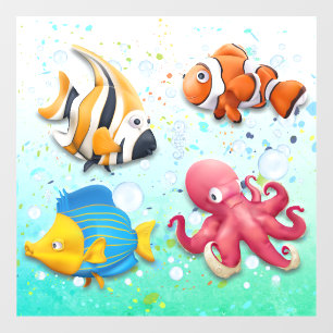 Autocollant Pour Fenêtre Poissons tropicaux colorés Enfants