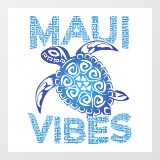 Autocollant Pour Fenêtre Polynesian Blue Tribal Sea Turtle Maui Vibes