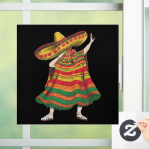 Autocollant Pour Fenêtre Poncho Mexicain Dabbing Cinco De Mayo Fête Party