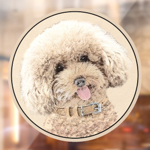 Autocollant Pour Fenêtre Poodle Miniature Toy Apricot Crème Chien Brown Art