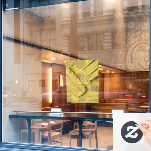 Autocollant Pour Fenêtre popsicle à cône de crème glacée jaune (Fenêtre de café)