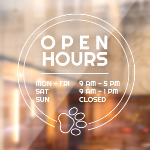 Autocollant Pour Fenêtre Porte d'ouverture des heures d'ouverture de l'entr