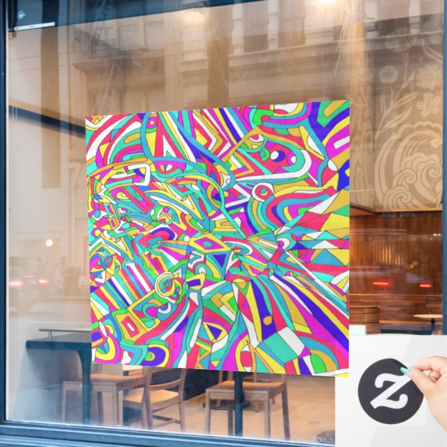 Autocollant Pour Fenêtre Portrait Abstrait (Fenêtre de café)