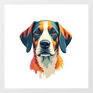 Autocollant Pour Fenêtre Portrait de chien coloré vintage style pop art Il