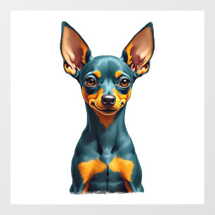 Autocollant Pour Fenêtre Portrait de Pinscher Miniature Vintage Coloré Grav