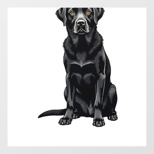 Autocollant Pour Fenêtre Portrait Illustré de Chien Labrador Retriever Noir