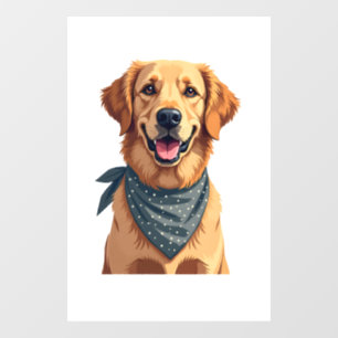 Autocollant Pour Fenêtre Portrait vintage de Golden Retriever avec Ba color