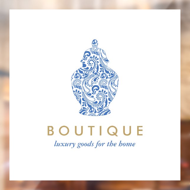 Autocollant Pour Fenêtre Poterie de jarre au gingembre bleu Logo de la bout (Feuille 2)