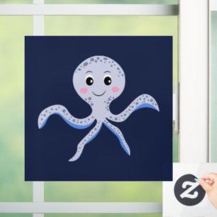 Autocollant Pour Fenêtre Poulpe sous le motif pour enfants de la mer