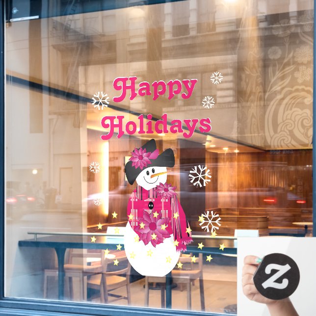 Autocollant Pour Fenêtre Pour Verre Grand Noël Snowman Thème (Fenêtre de café)