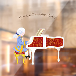 Autocollant Pour Fenêtre "Pratique Conserve Parfait" Mozart Jouer Piano