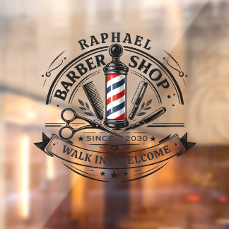 Autocollant Pour Fenêtre Premium Barber Shop – Custom Available