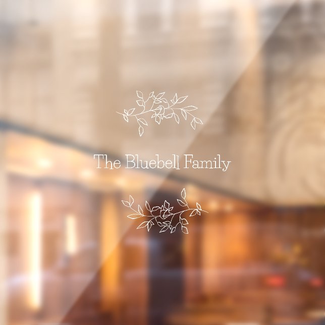 Autocollant Pour Fenêtre Pretty White Elegant Family Name Botanical Leaf (Feuille 2)