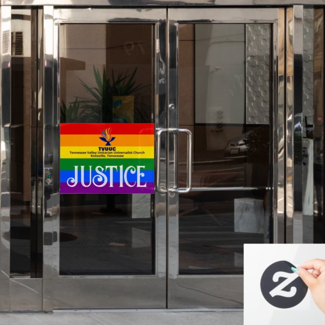Autocollant Pour Fenêtre Pride Arc-en-ciel drapeau / JUSTICE - TVUUC (Porte de bureau)