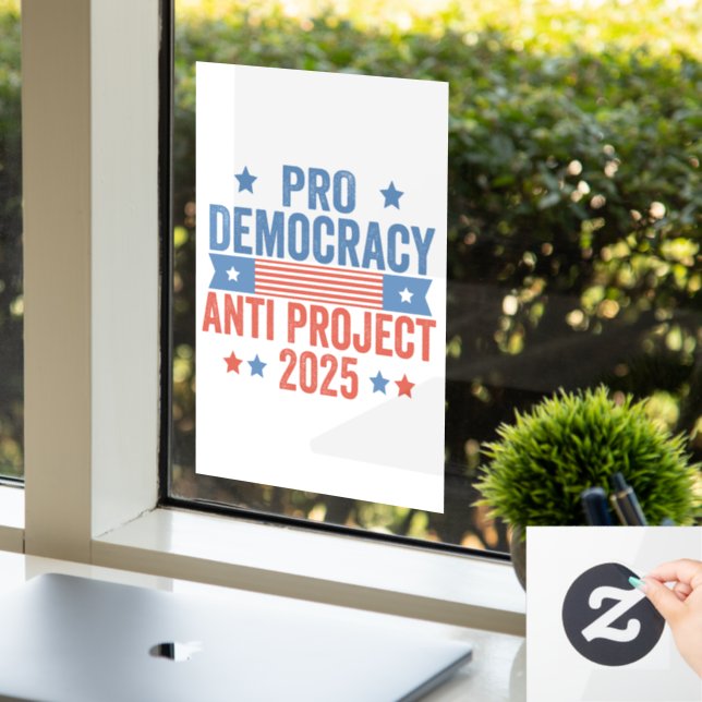 Autocollant Pour Fenêtre Pro Democracy Anti Project 2025 Trump républicain (Bureau)