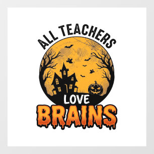 Autocollant Pour Fenêtre Professeur Halloween Amour Cerveaux Design Vintage
