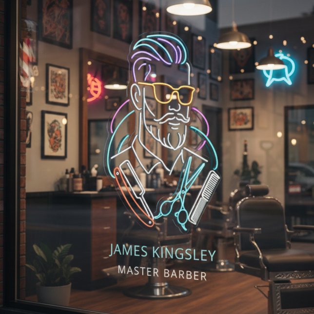 Autocollant Pour Fenêtre Professional Barber Haircut Shave Grooming Stylish (Créateur téléchargé)