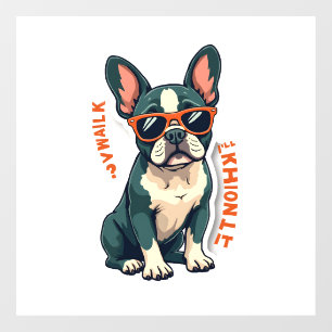 Autocollant Pour Fenêtre Promenade Vintage J'y Réfléchirai Bouledogue Franç