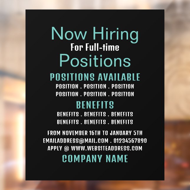 Autocollant Pour Fenêtre Publicité Stylish Offre d'emploi (Feuille 2)