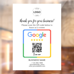 Autocollant Pour Fenêtre Qr Code Google Commentaires Logo d'entreprise