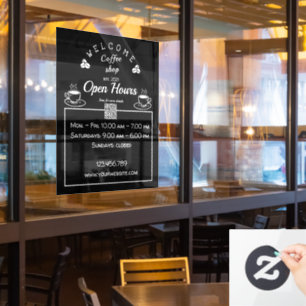 Autocollant Pour Fenêtre QR code heures d'ouverture café signe- clous de f