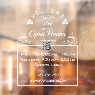 Autocollant Pour Fenêtre QR code heures d'ouverture café signe- clous de f