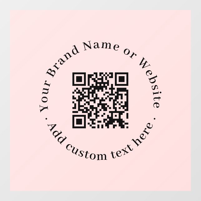 Autocollant Pour Fenêtre QR code rose blush personnalisé | Présentoir de ma (Feuille)