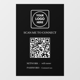 Autocollant Pour Fenêtre QR WiFi noir personnalisé   Scannez pour connecter
