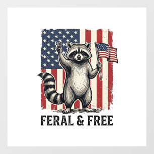 Autocollant Pour Fenêtre Racon Patriotique Sauvage et Libre Chemise Vintage