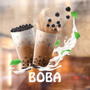 Autocollant Pour Fenêtre Rafraîchir Boba Tea Publicité Avant