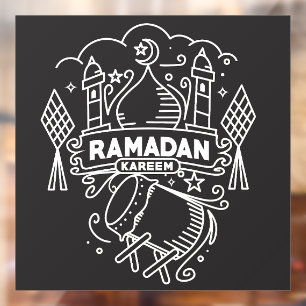Autocollant Pour Fenêtre Ramadan moderne Kareem noir et blanc
