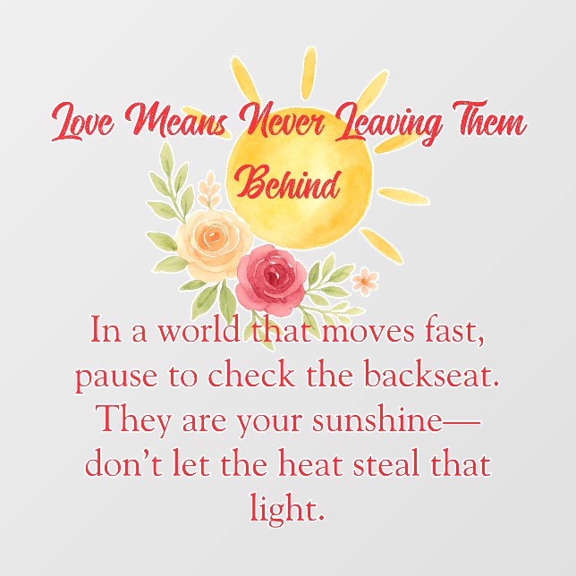 Autocollant Pour Fenêtre Rappel de sécurité pour les enfants (Feuille)