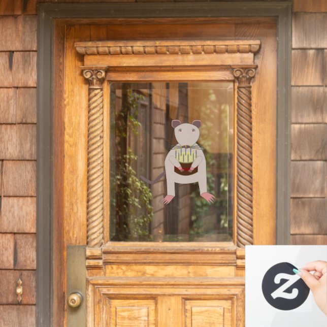 Autocollant Pour Fenêtre Rat de Siamese avec gâteau d'anniversaire (Porte d'accueil)