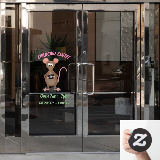 Autocollant Pour Fenêtre Rat drôle avec dessin animé de la caméra (Porte de bureau)