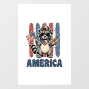 Autocollant Pour Fenêtre Raton laveur patriotique America Vintage Shirt Des