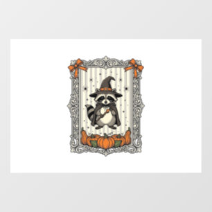 Autocollant Pour Fenêtre Raton laveur sorcière citrouille vintage mignon Ha