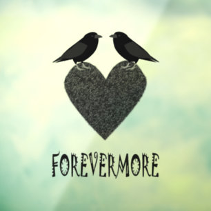 Autocollant Pour Fenêtre Ravens gothiques et Coeur noir