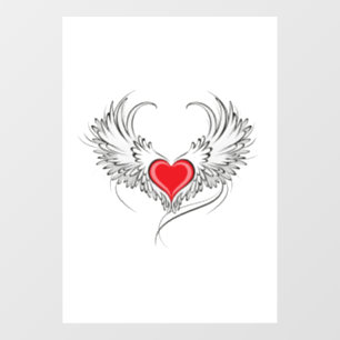Autocollant Pour Fenêtre Red Angel Coeur avec ailes