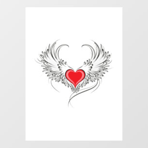 Autocollant Pour Fenêtre Red Angel Coeur avec ailes