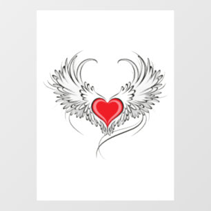 Autocollant Pour Fenêtre Red Angel Coeur avec ailes